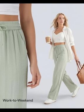 Halara Sage Green Active Wide Leg Pants Size XL Tall